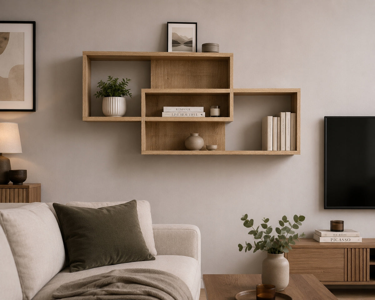 Hanging wall shelf sonoma 145 cm modern decorative bookcase for living room Packaging status original