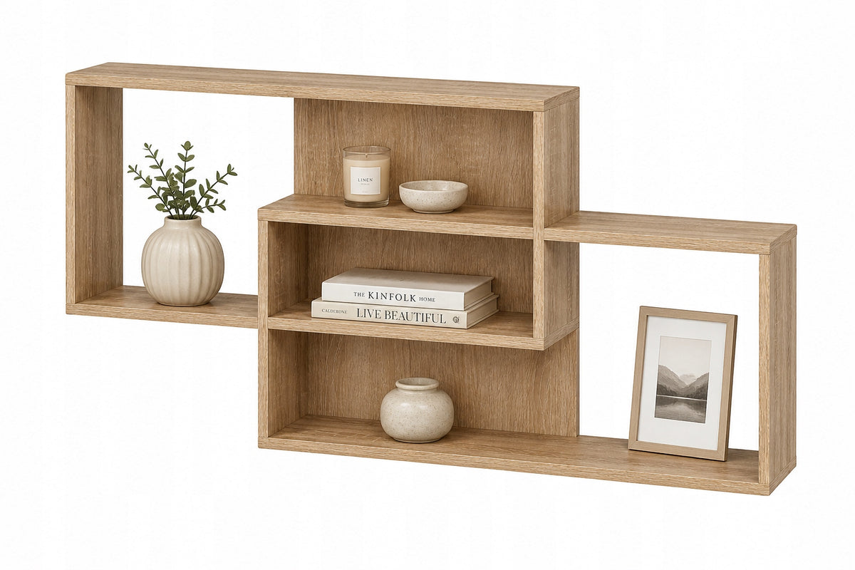 Hanging wall shelf sonoma 145 cm modern decorative bookcase for living room