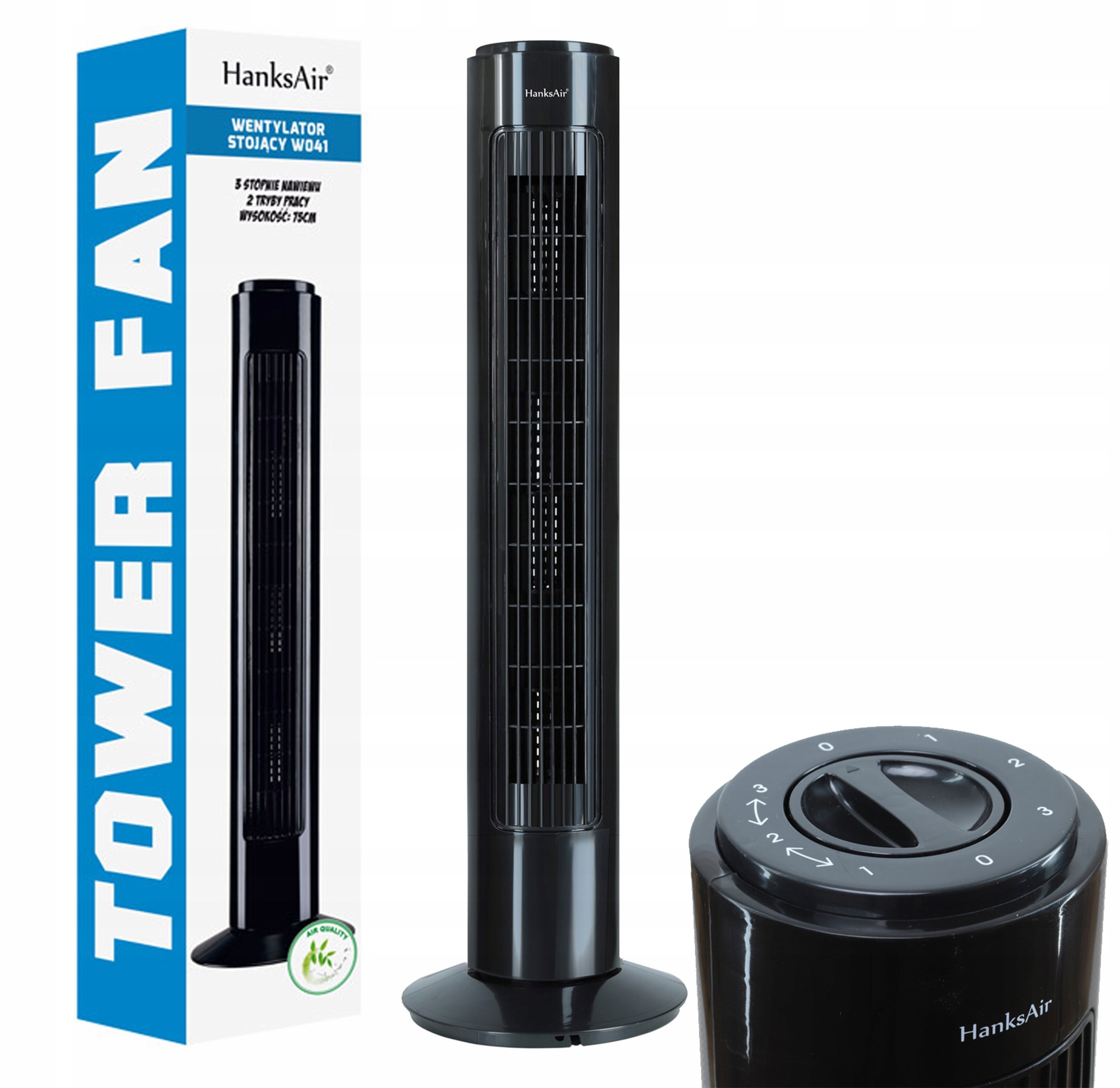 HanksAir Column Fan Floor Standing Column Fan Black
