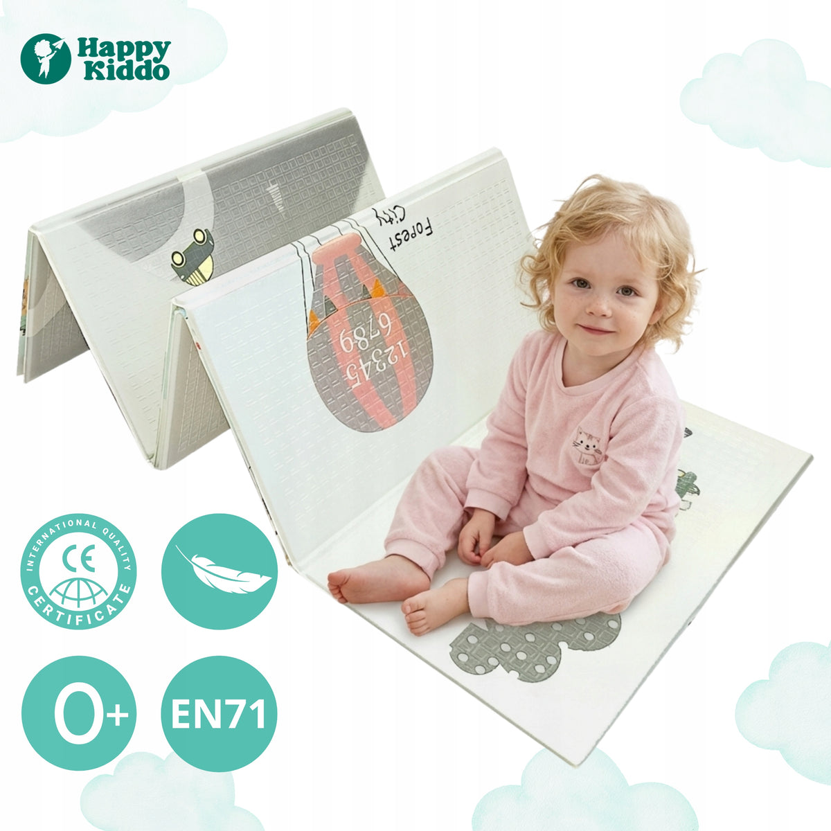 Happy Kiddo Folding Double Sided 120x180 cm XPE Manufacturer code podłogowa mata piankowa dla niemowląt zabawa