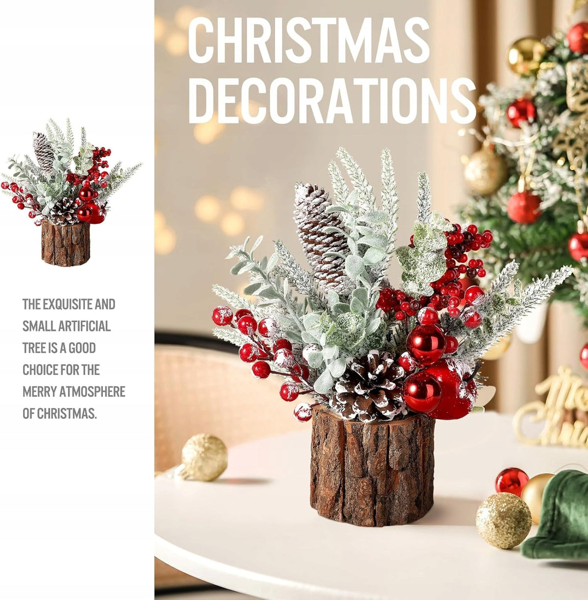 Hatisan Christmas decoration 27cm reed with cones Christmas tree composition Brand no brand