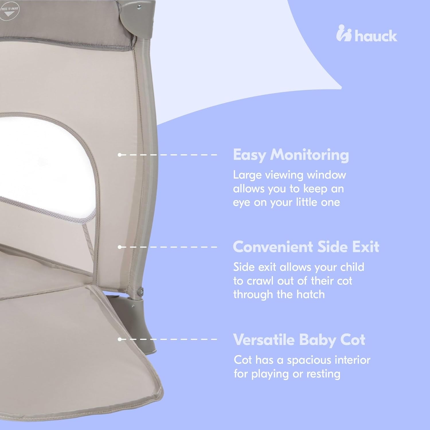 Hauck Sleep N Play Go Plus Travel Cot Playpen Closed Beige Brand Hauck