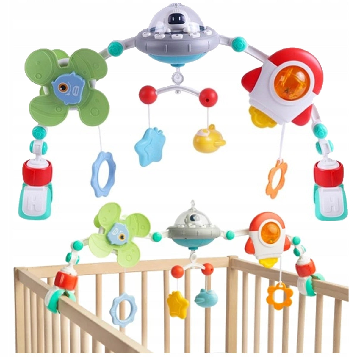 Headband Playing Pendant with Toys Carousel for Car Seat Bed Carrier