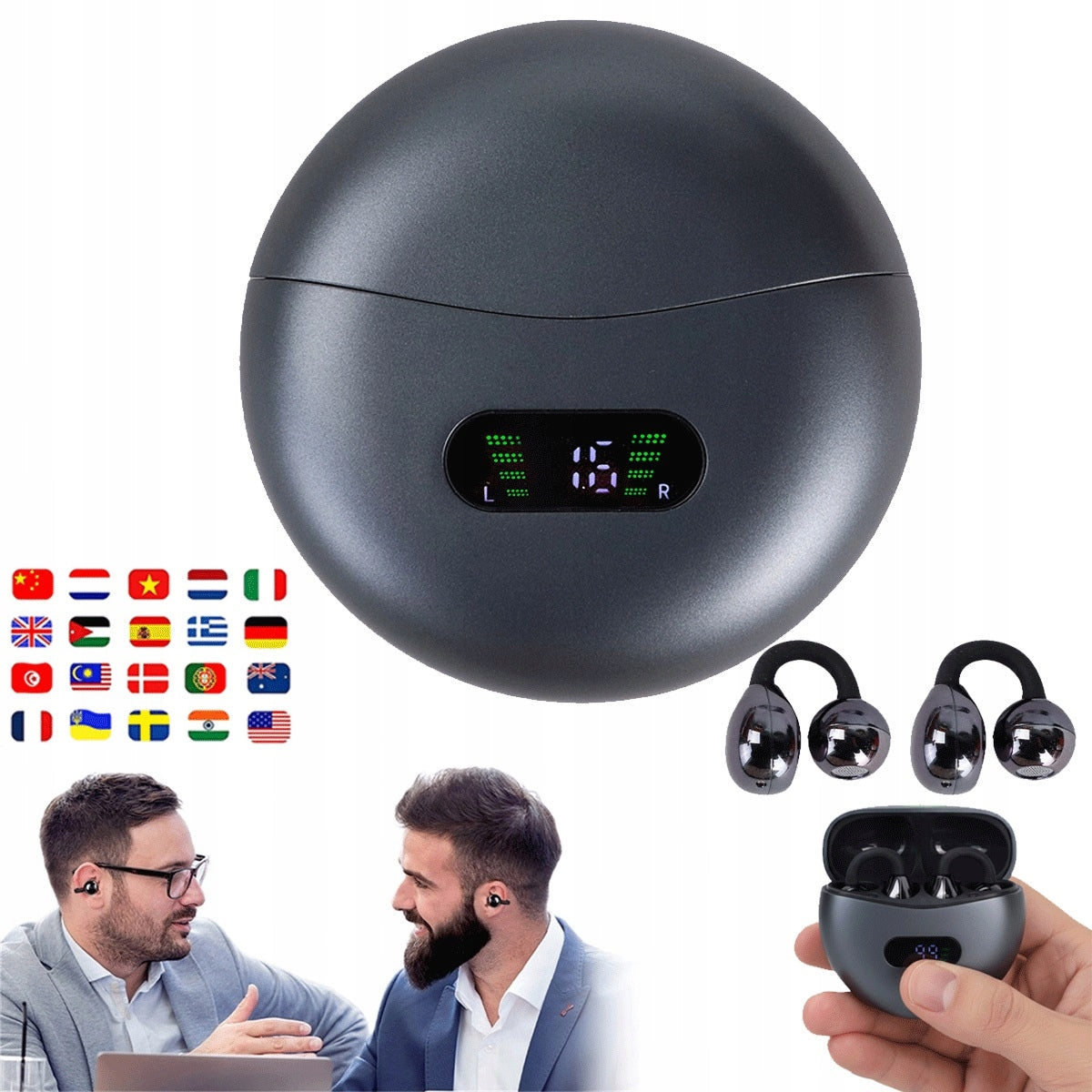 Headphones for translation 139 languages 0.5s response LED display