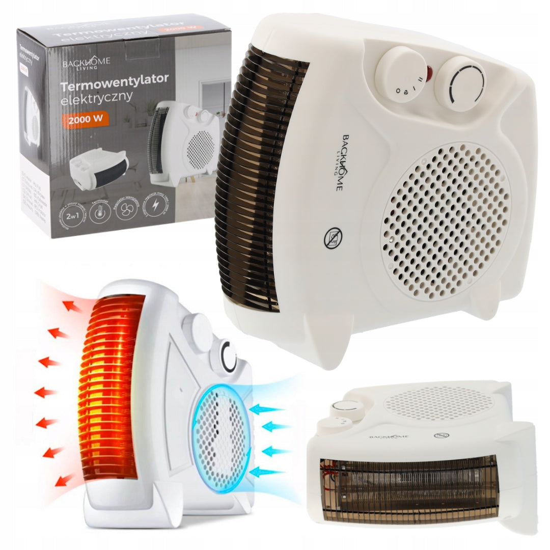 Heat Fan Farelka Electric Heater 2in1 White Quiet Powerful 2000W