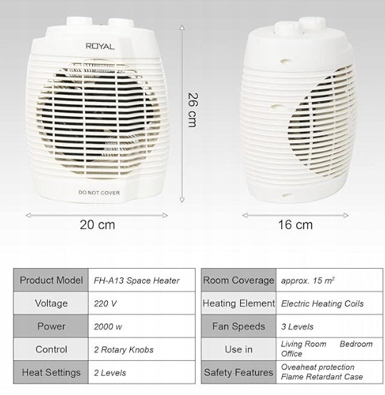 Heat fan 1000w/2000W - protection - white Kasimir Brand no brand