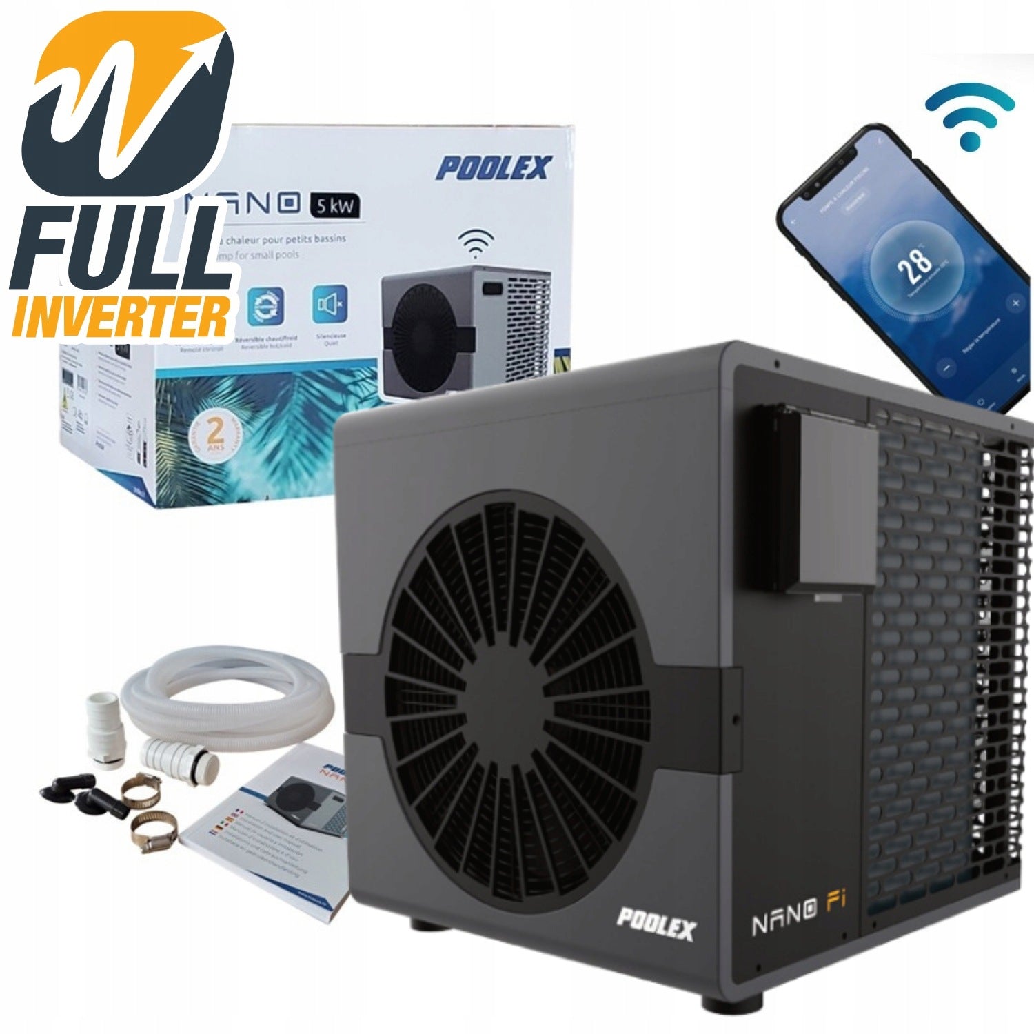 Heat pump for swimming pool 30m3 Poolex Nano 5kW FULL INVERTER - WiFi - up to 40st.