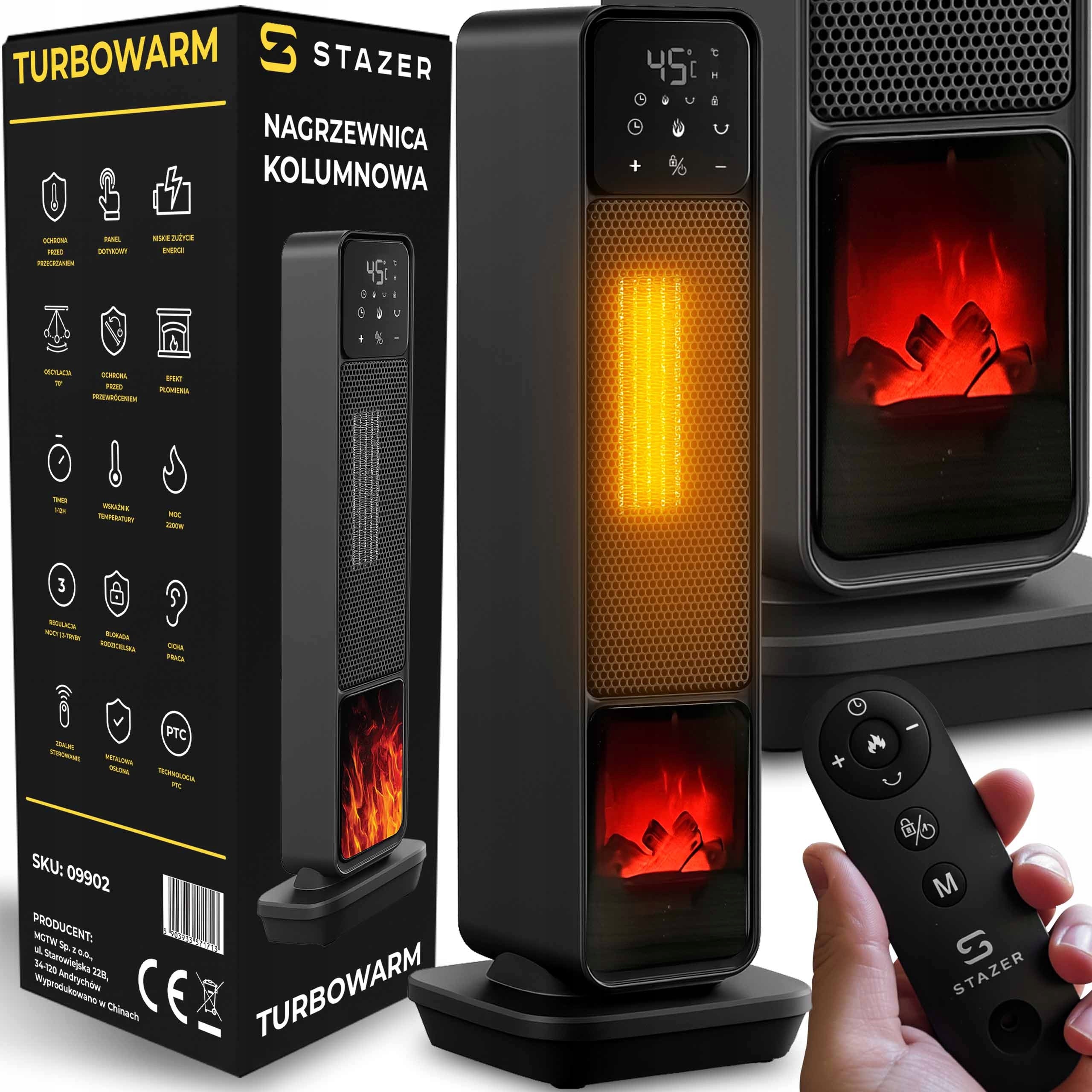 Heater apron electric heater column fireplace + remote control