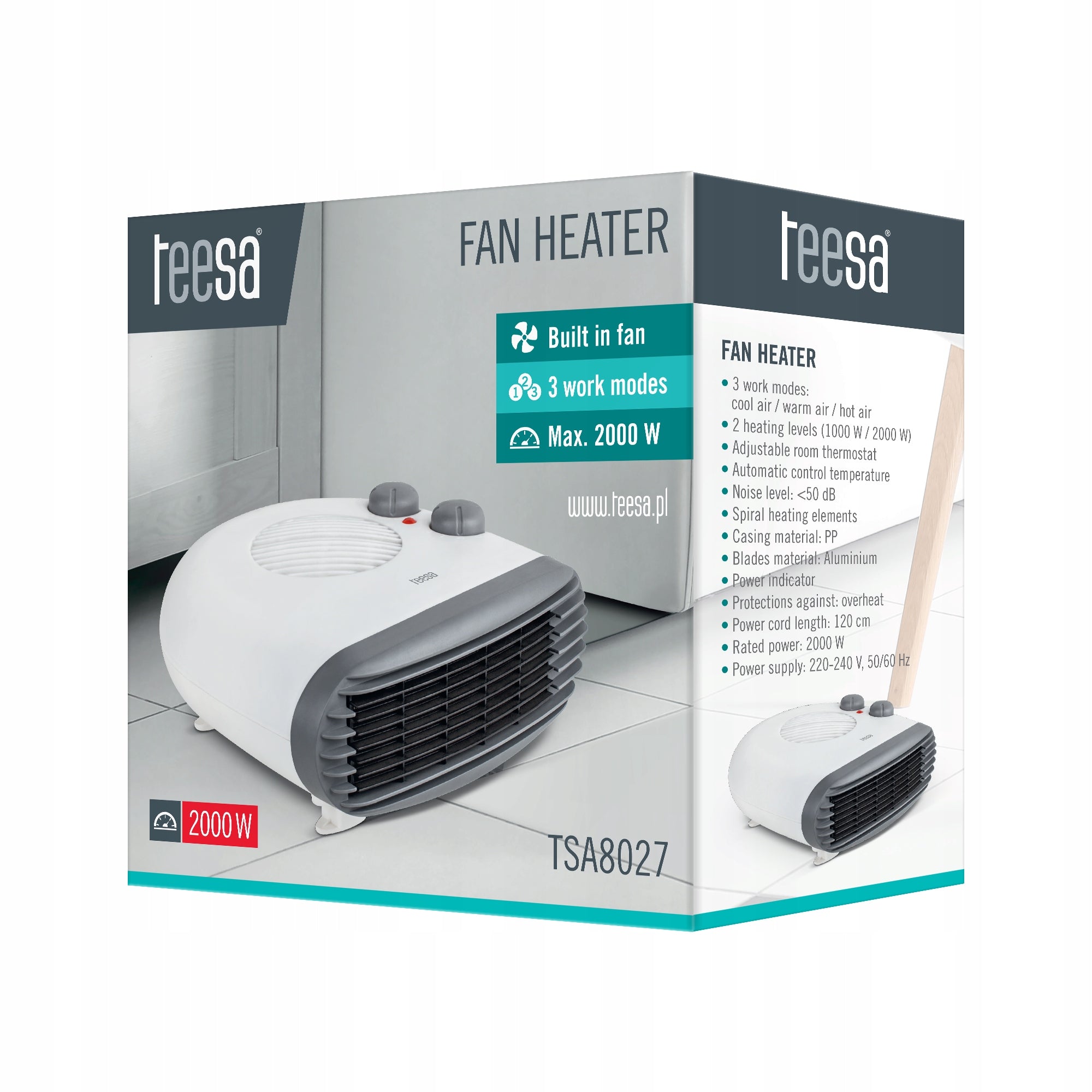 Heater apron radiator Teesa 2000W Safety overheating protection