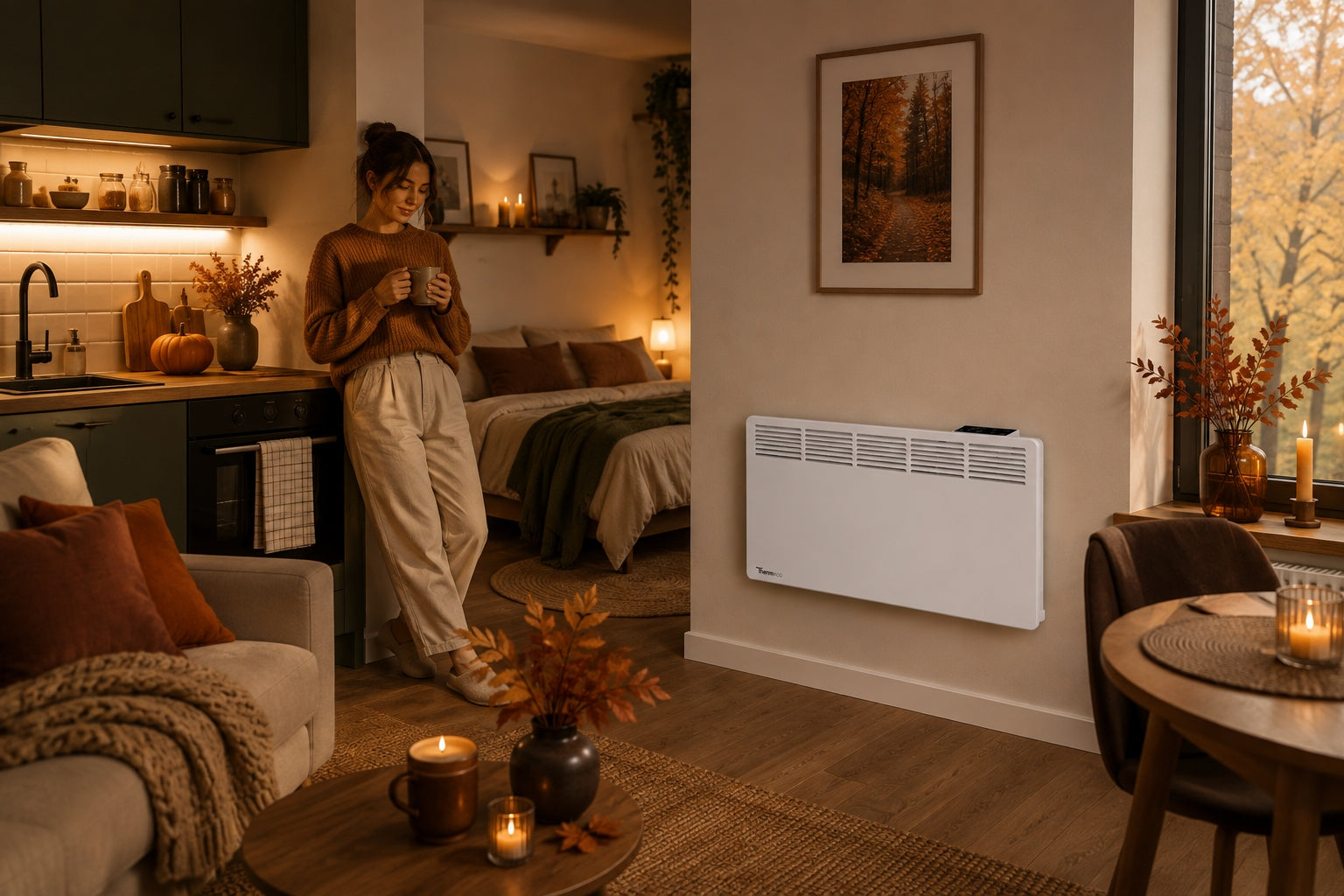 Heater convector modern electric energy saving Wifi 2000W feet Packaging status original
