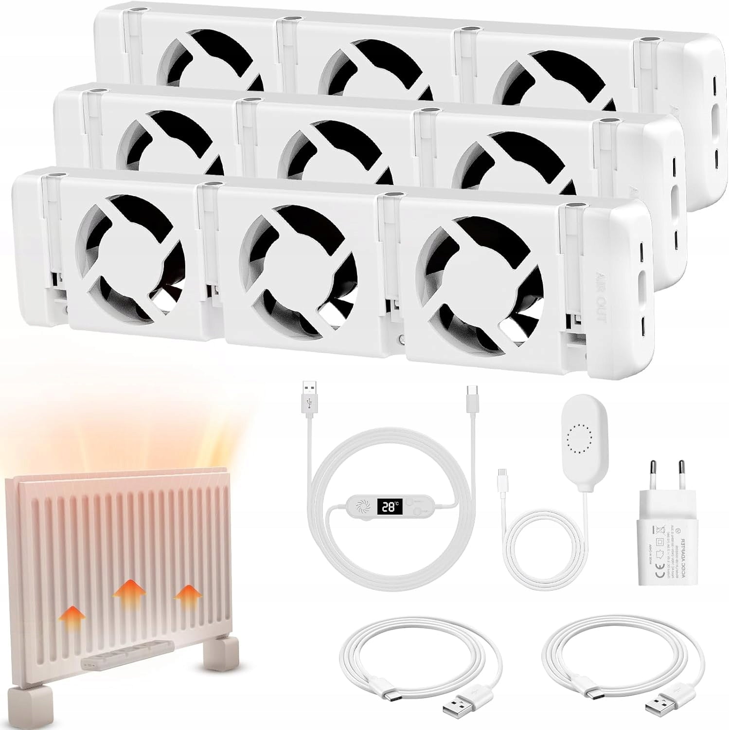 Heating fan for radiator speed control quiet 3 pcs.