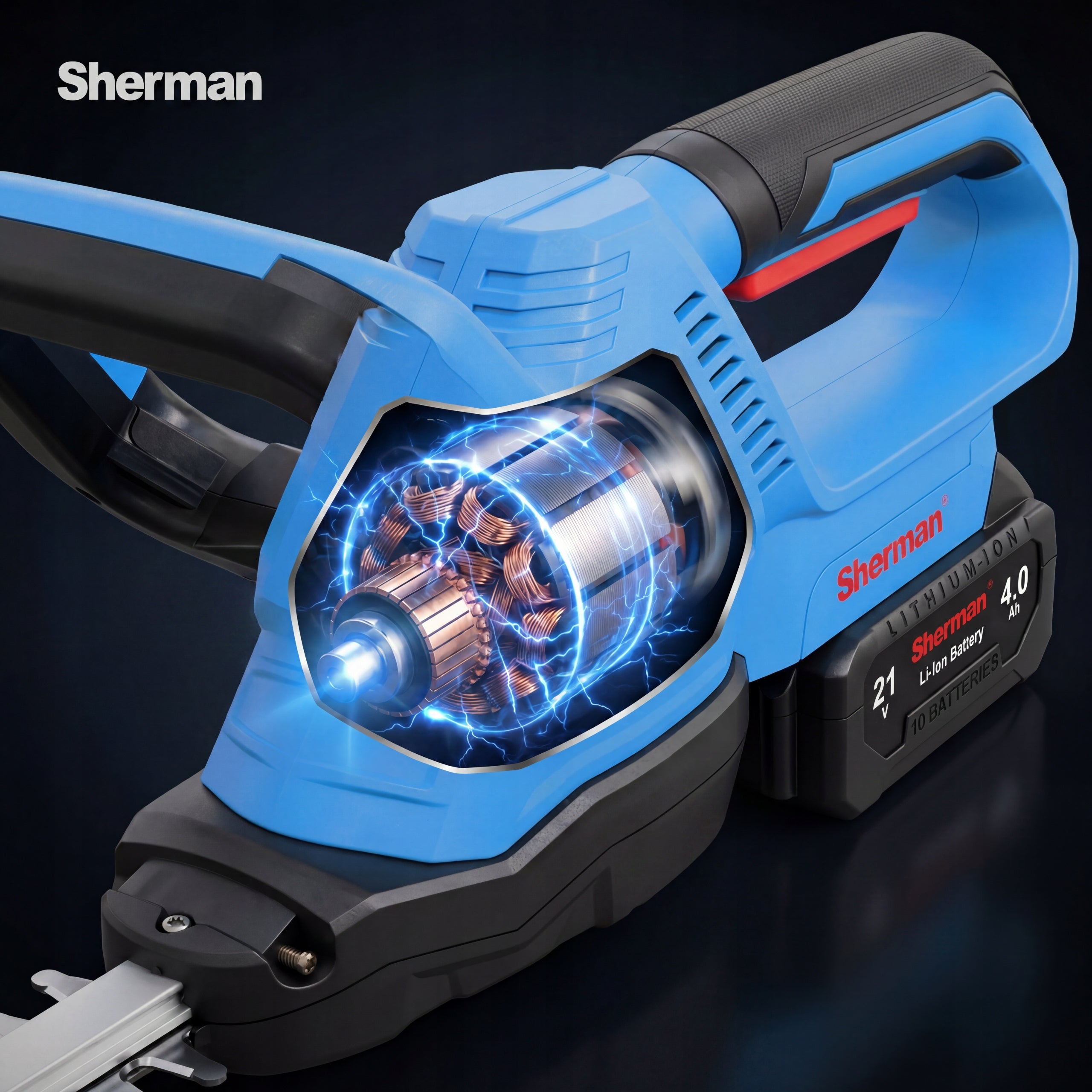 Hedge Trimmer BATTERY POWERFUL 2x 4.0Ah Sherman Battery voltage 21 V