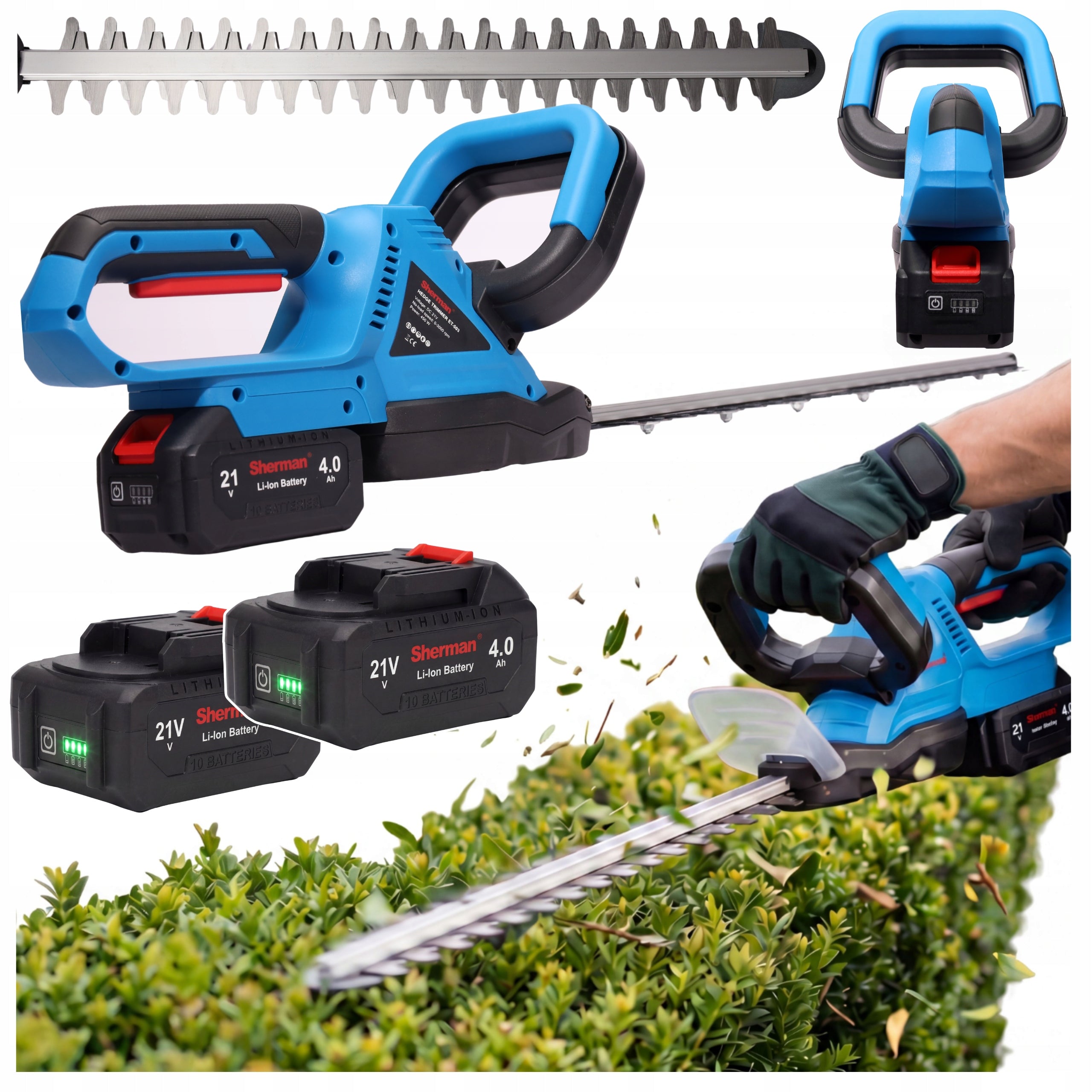 Hedge Trimmer BATTERY POWERFUL 2x 4.0Ah Sherman