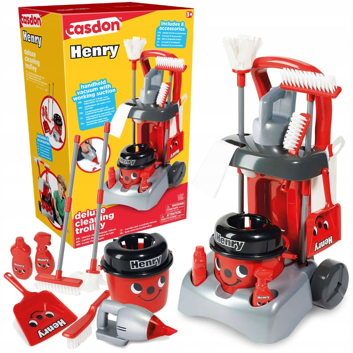 Henry Deluxe Kids Cleaning Kit Vacuum Cleaner Mop Bucket Trolley