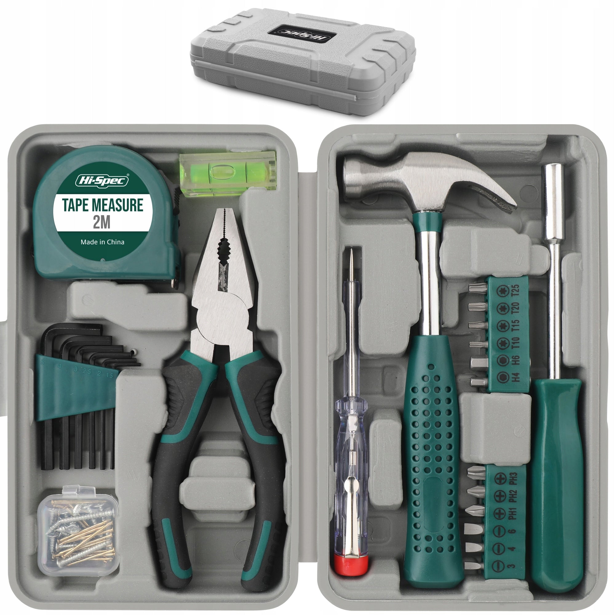 Hi-Spec Mini Tool Set 25 Pieces Green Small Compact Hand Tool Set