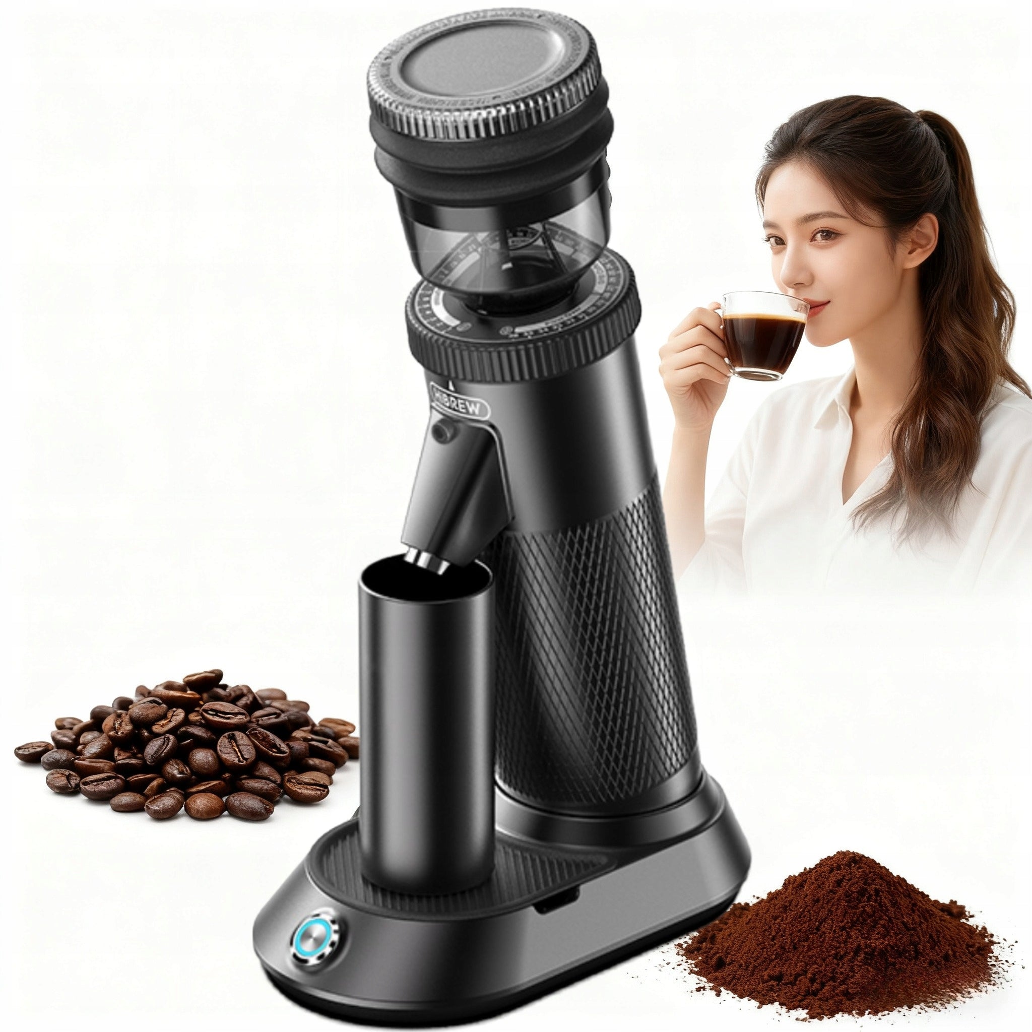 HiBREW G5 Single Dose Coffee Grinder 48mm Burr 36 Settings Low Retention