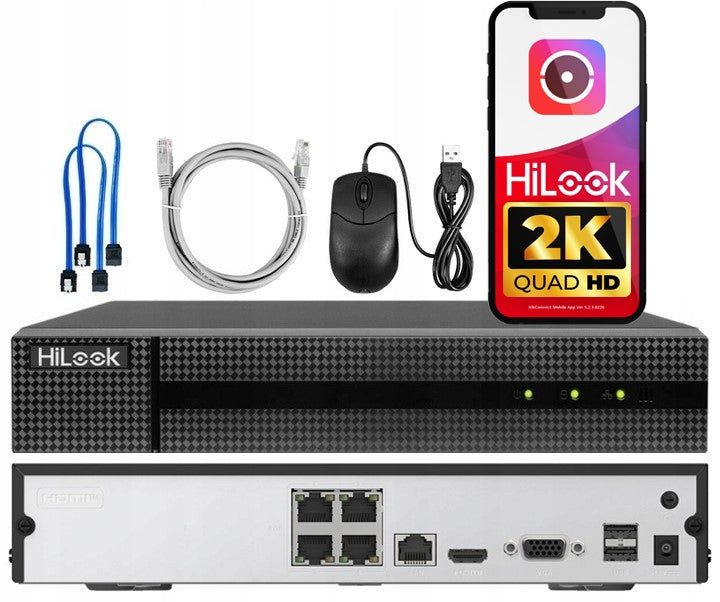 HiLook NVR-4CH-4MP/4P to 4Mpx PoE Recorder for 4 IP Cameras