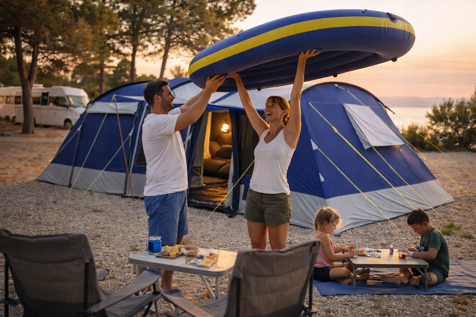 High Tent 21m² MODENA 8 people integrated floor 5000mm Black cabins! Manufacturer code 1937