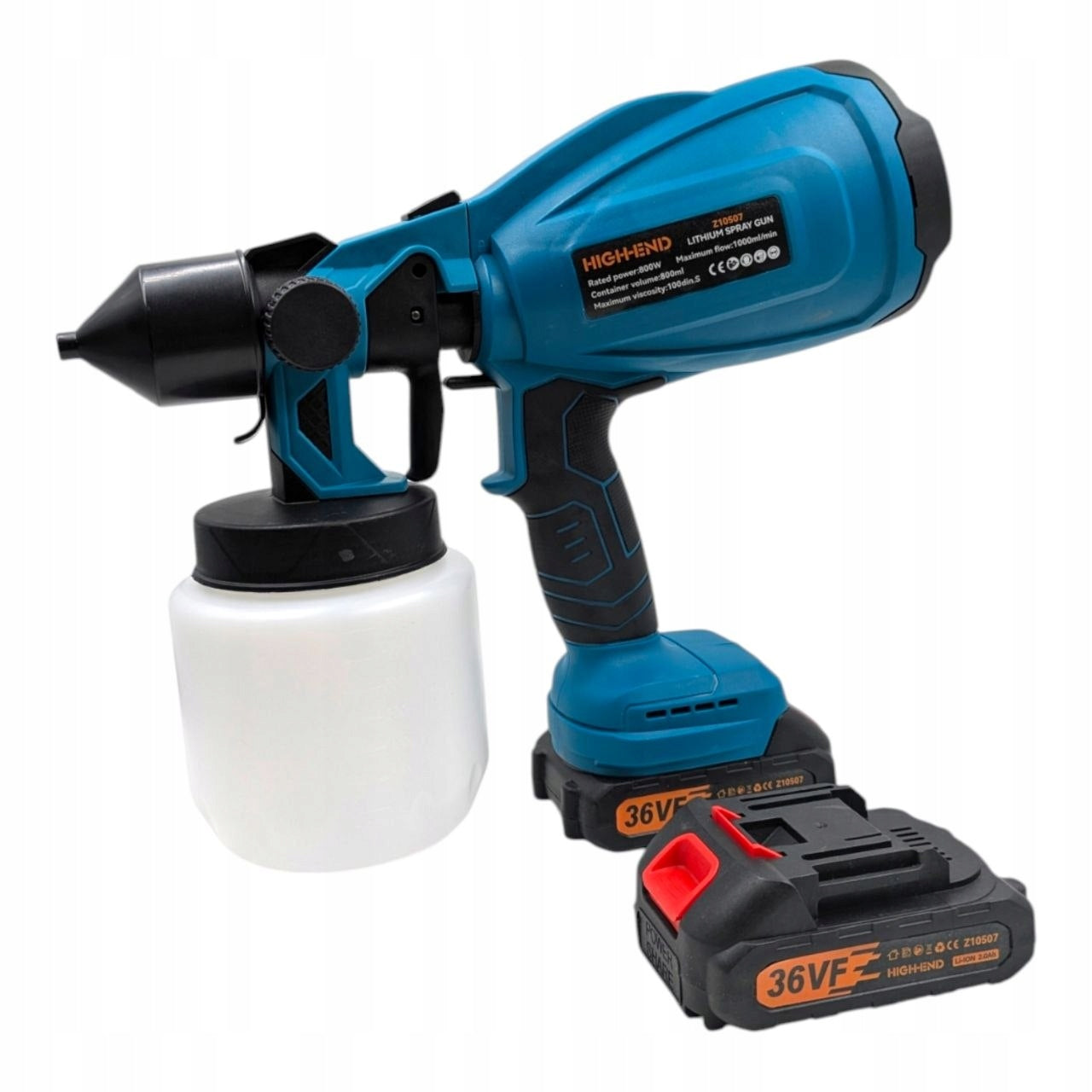 High-end Cordless Paint Gun | 800W | 2x 36VF Battery Product weight with unit packaging 1.73 kg