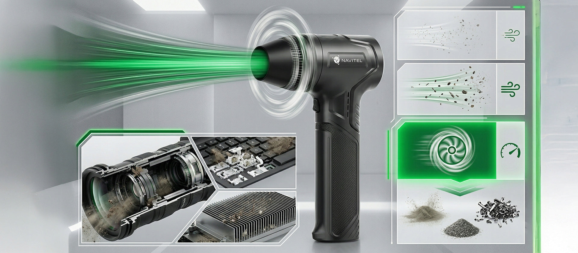 High-performance wireless blower NAVITEL TF7 for electronics +Freebie Power supply electrical