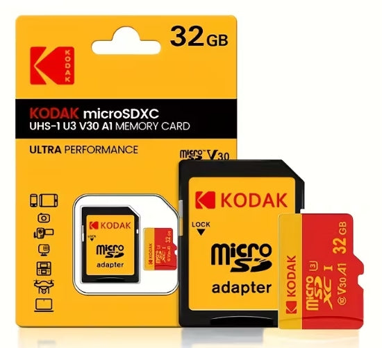 High speed memory card Kodak 32GB microSD SDHC UHS-I U3 V30 A1 4K + Adapter