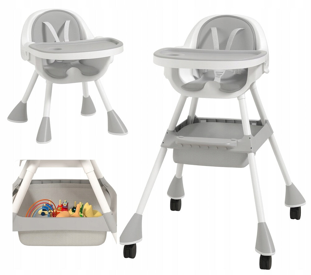 Highchair 3in1 child seat tray accessories 2 FREEBIES grey Manufacturer code KDK02 szare
