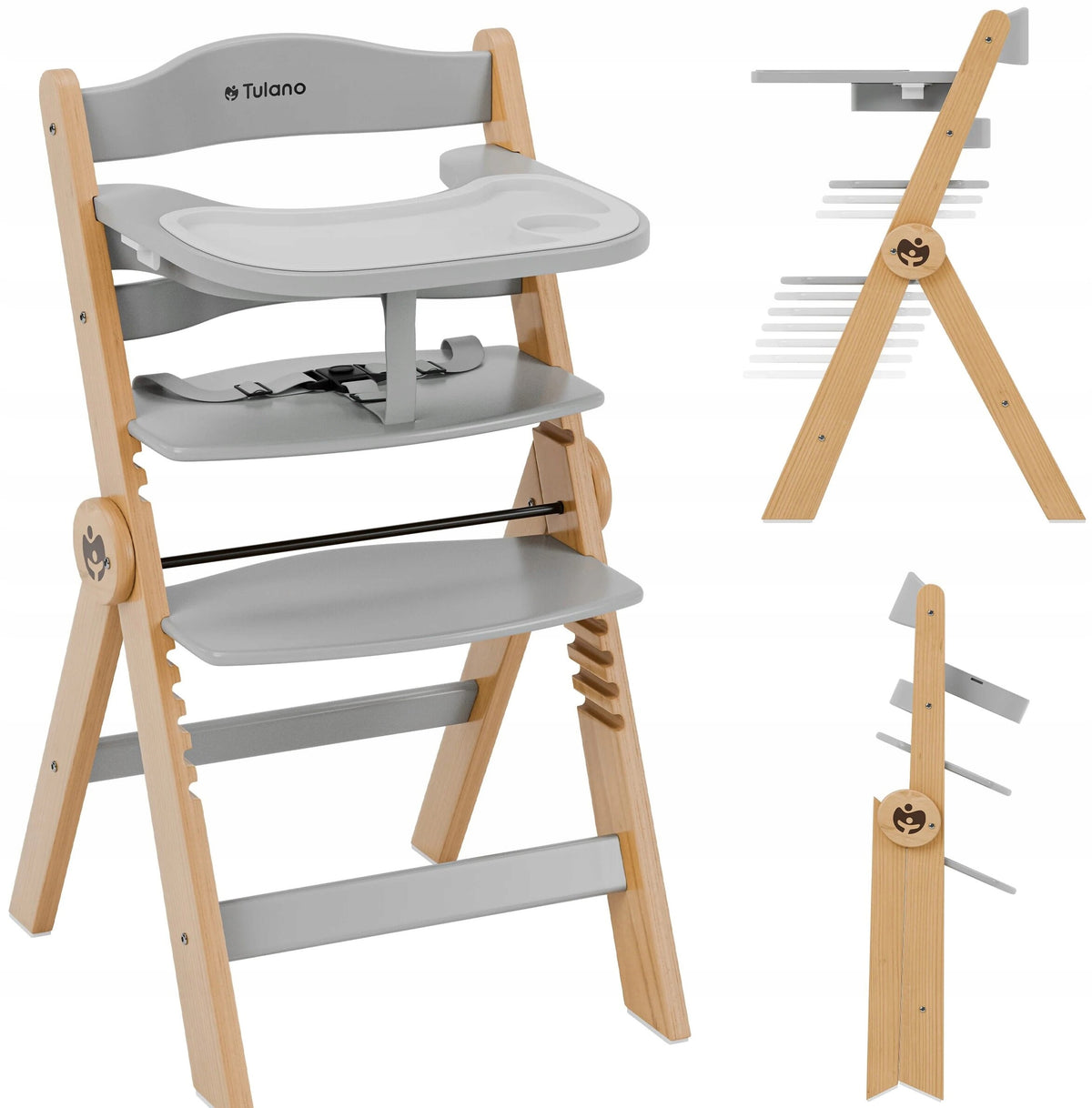 Highchair TULANO Morsel 45 Brown-grey Color shades of brown and beige shades of gray and silver
