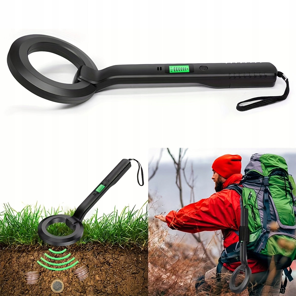 Highly Sensitive Handheld Metal Detector LCD Display Portable Battery Operated Brand no brand
