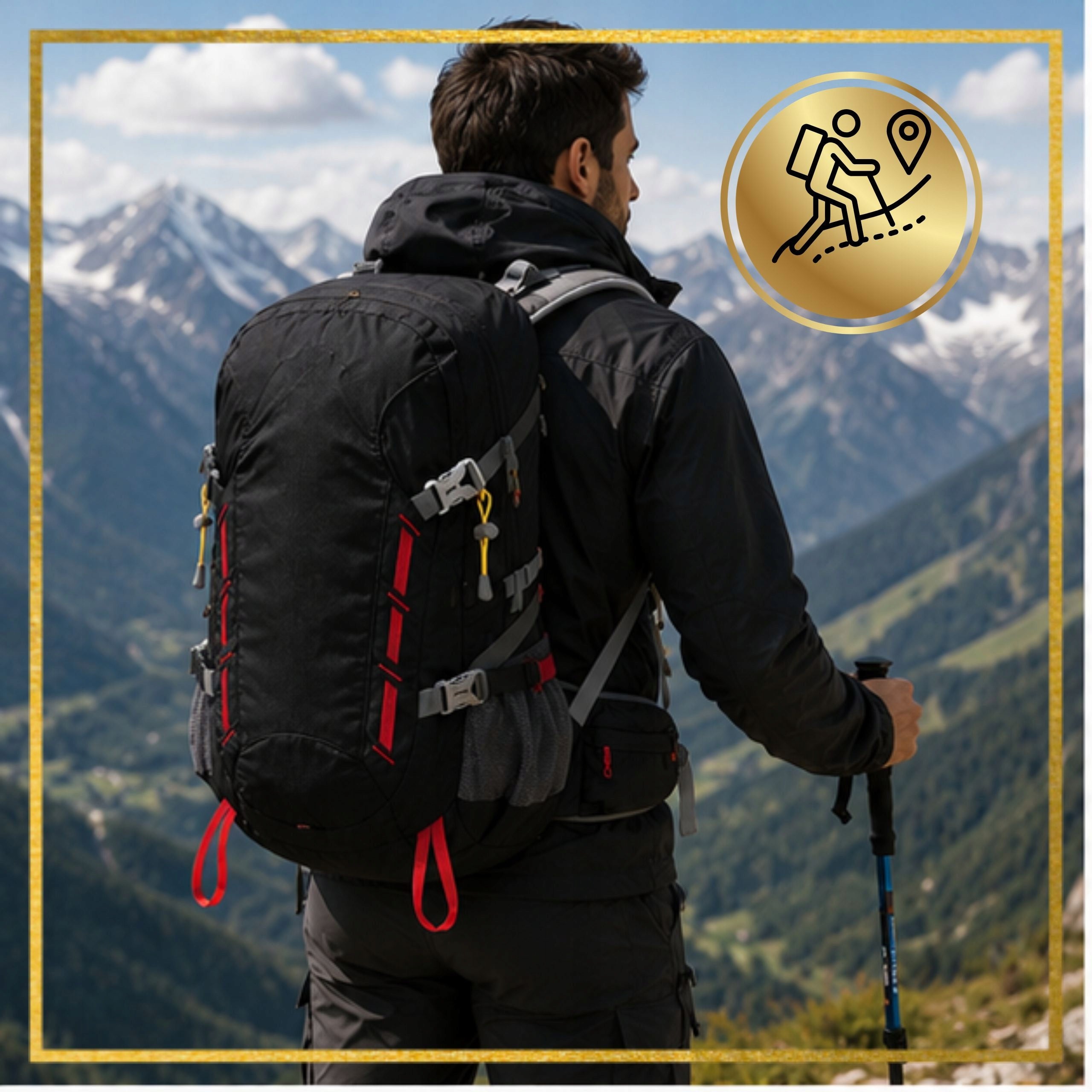 Hiking Backpack Black Mountain Trekking Women's 40L + COVER Packaging status original