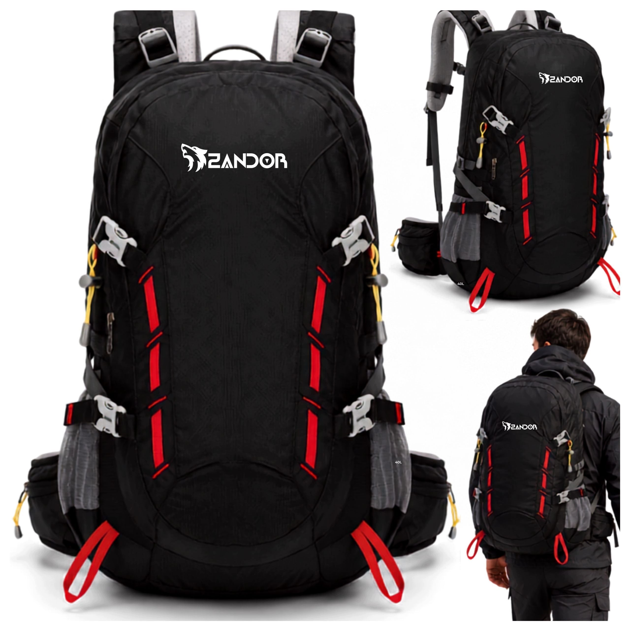Hiking Backpack Black Mountain Trekking Women's 40L + COVER