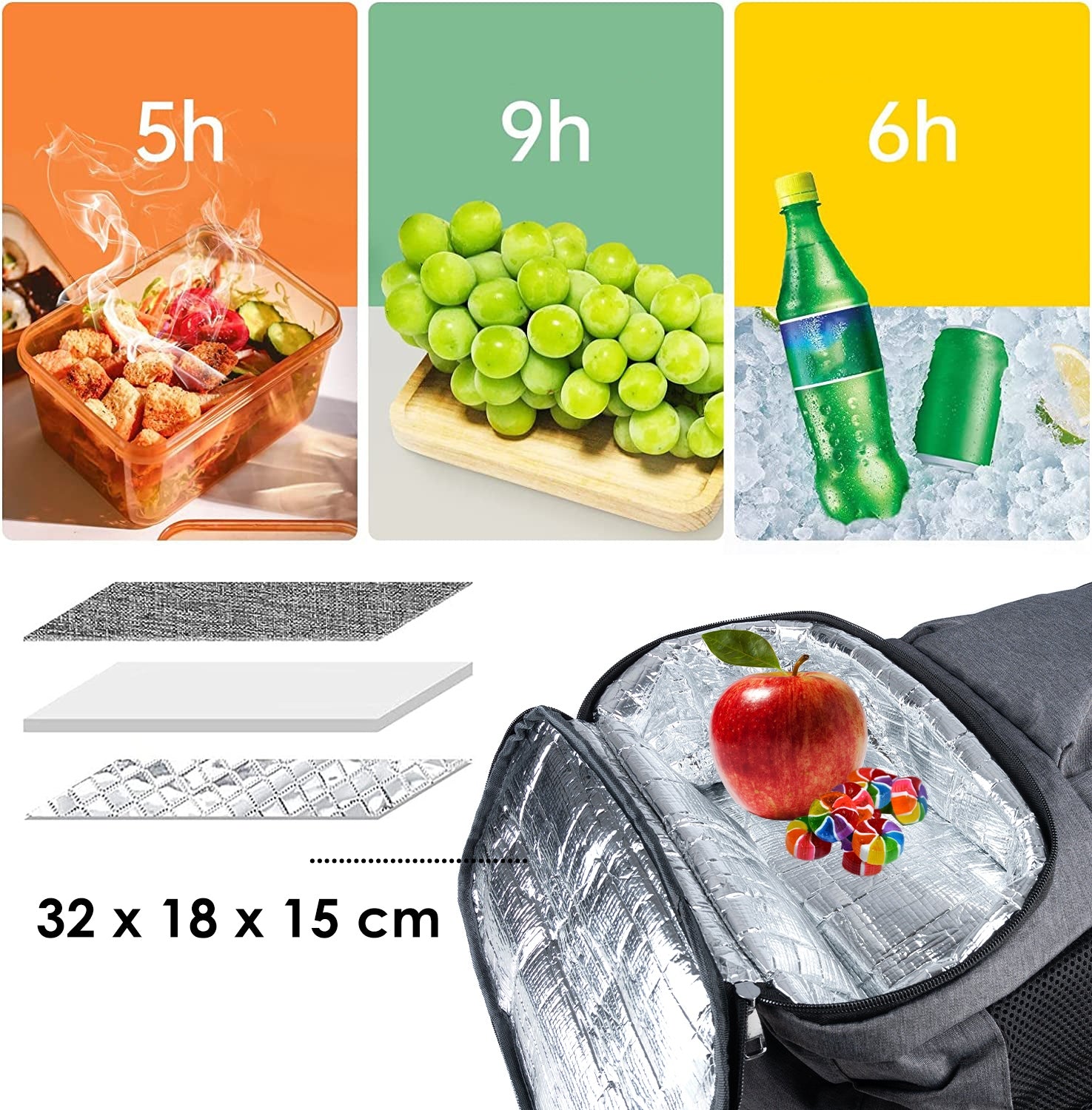 Hiking Backpack Camping School USB Thermal Pocket Waterproof 35L Packaging status original