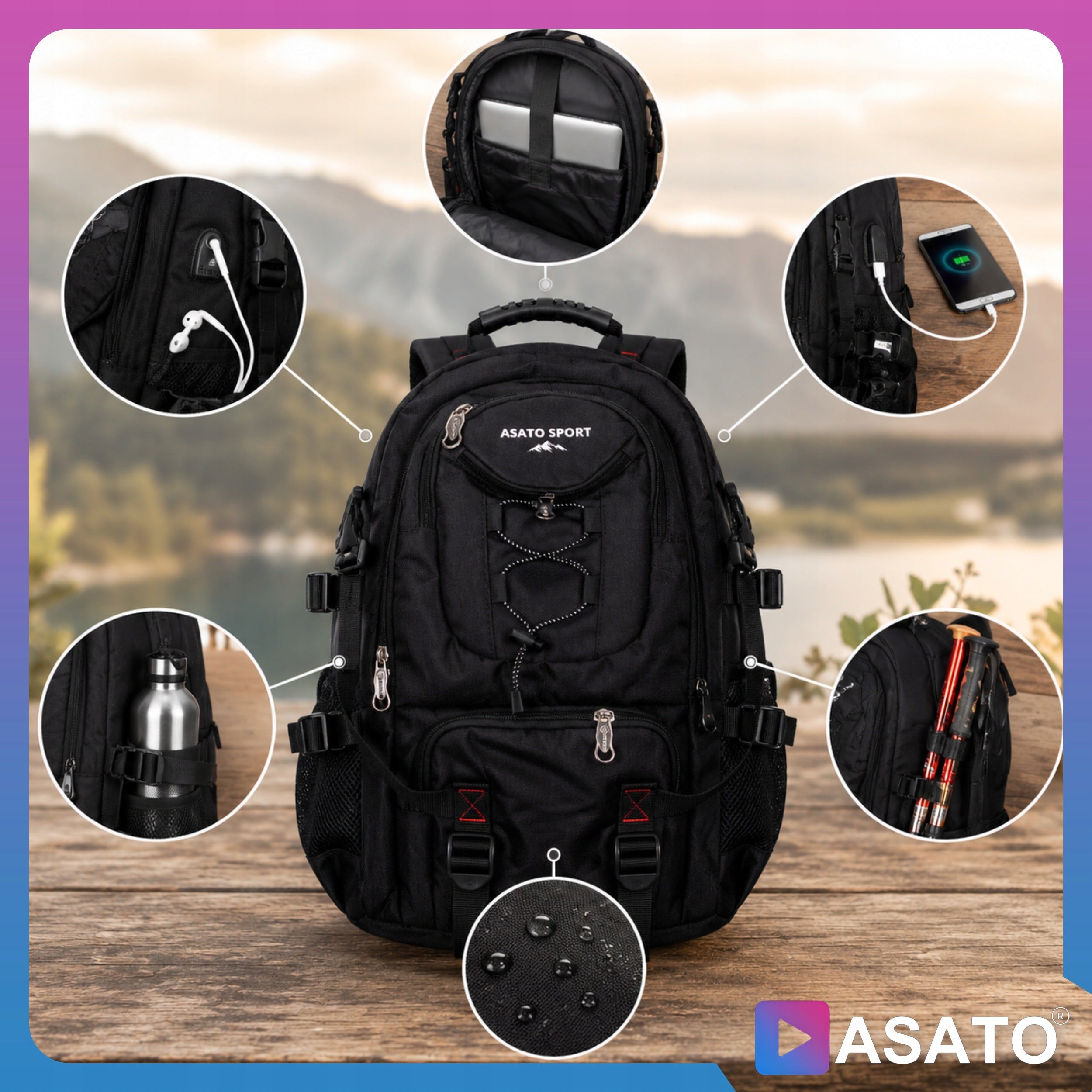 Hiking Backpack Camping for Hiking in the Mountains Comfortable 50l Camping Survival Packaging status original