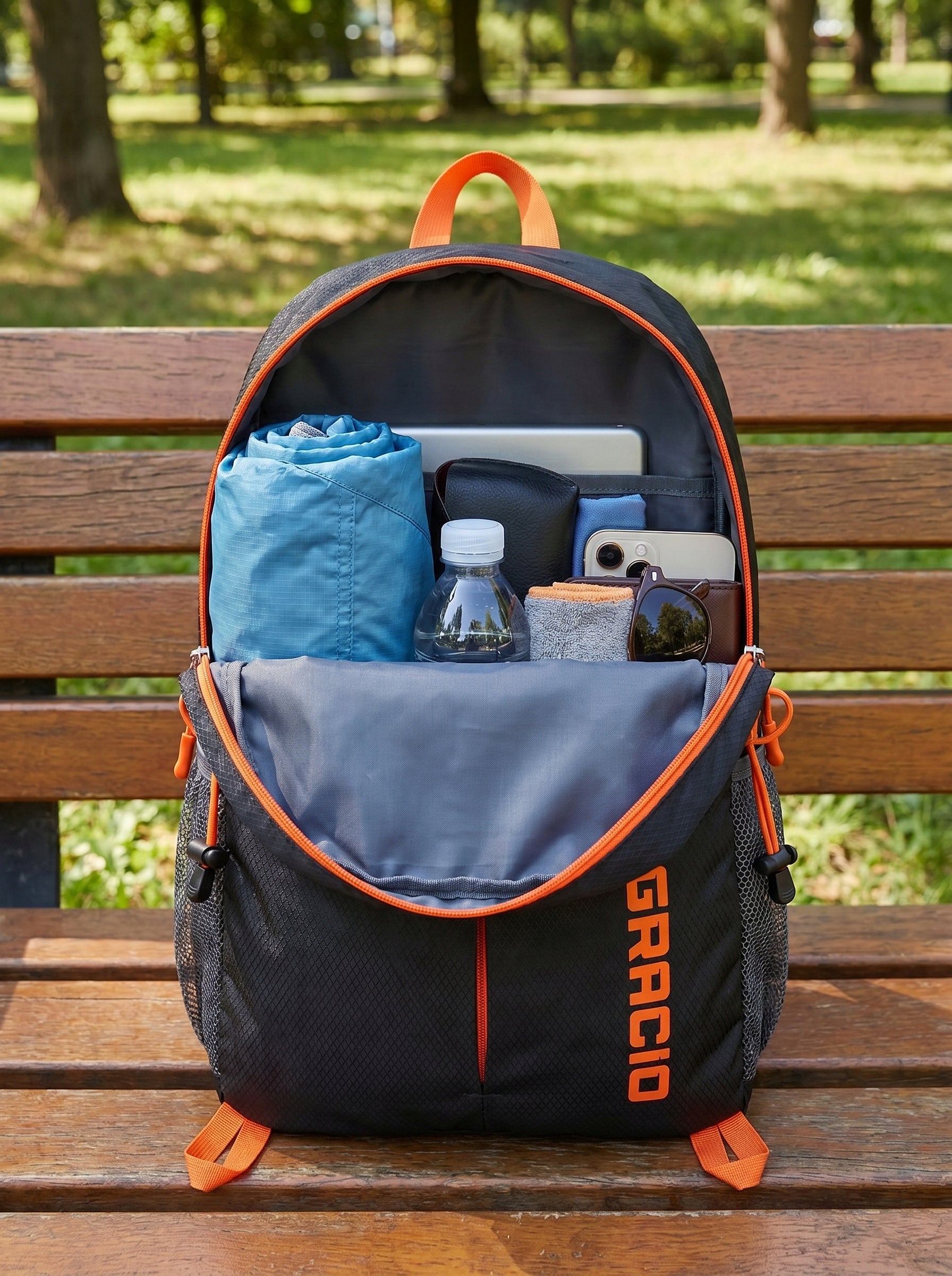 Hiking Backpack Sports Trekking Lightweight Folding Black GRACIO Manufacturer code GRACIO-PLECAK-TURYSTYCZNY-CZARNY-42x30x13