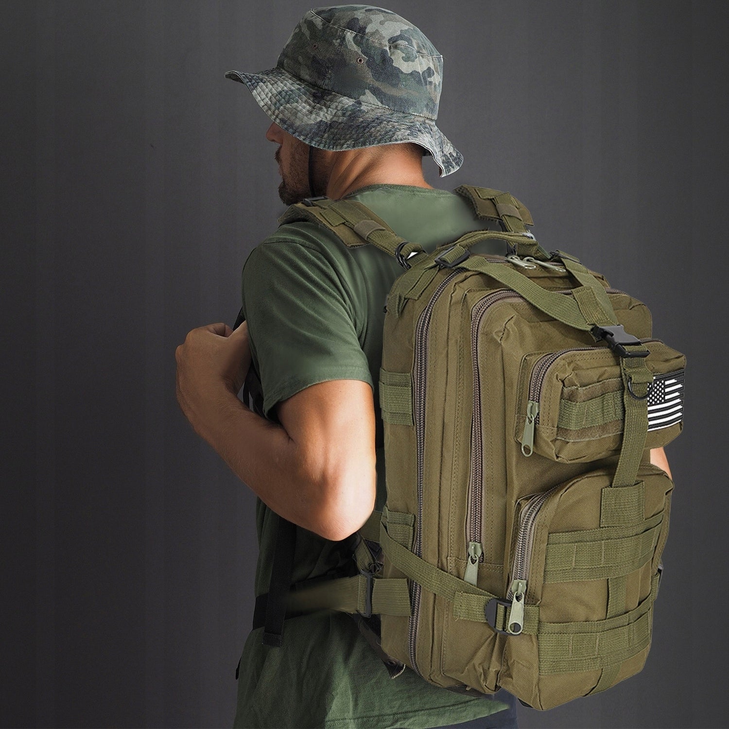 Hiking Backpack Trekking Sports Military Tactical Olive Men's XL