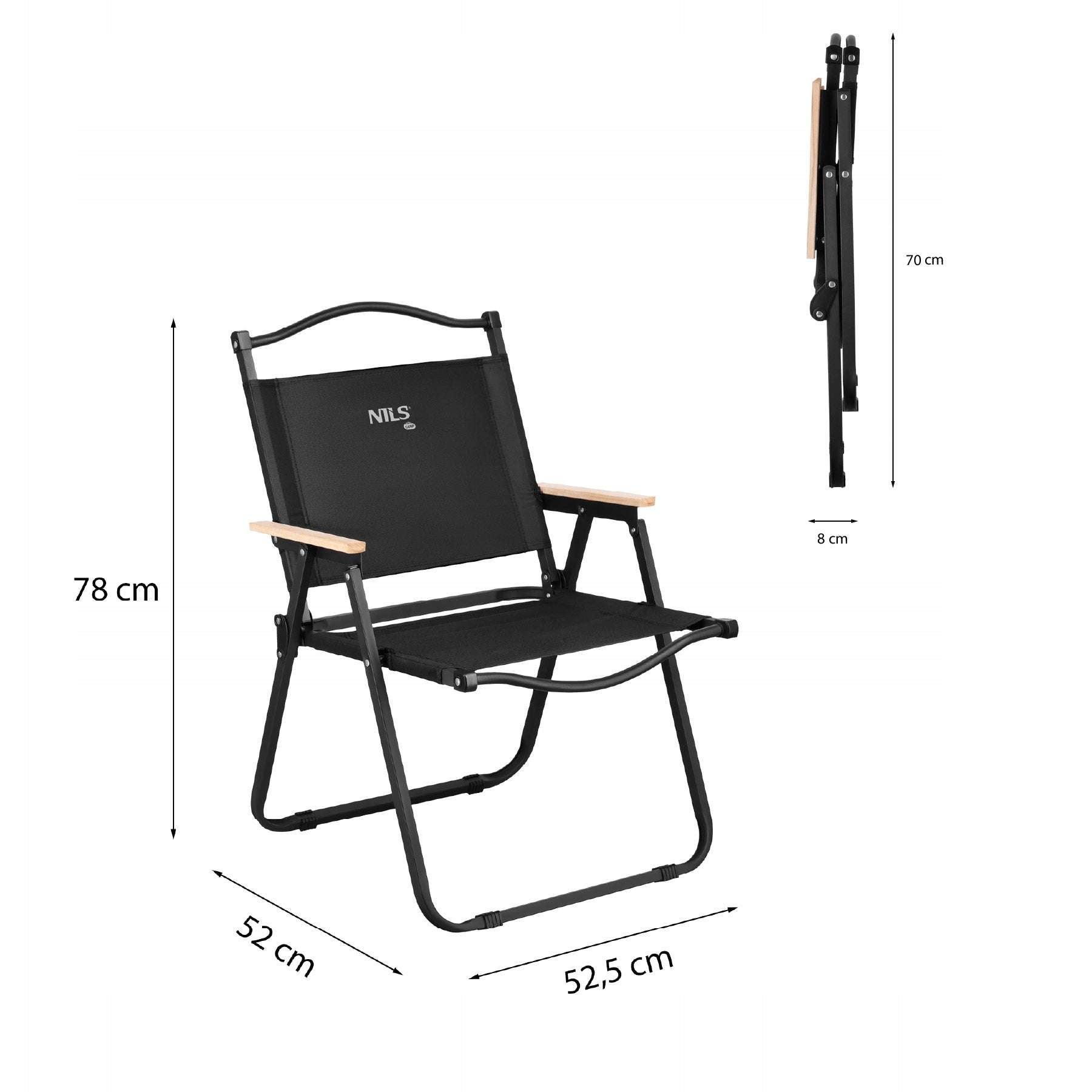 Hiking Chair Folding Nils Camp NC4307 Garden Black with Backrest Manufacturer code 15-03-525