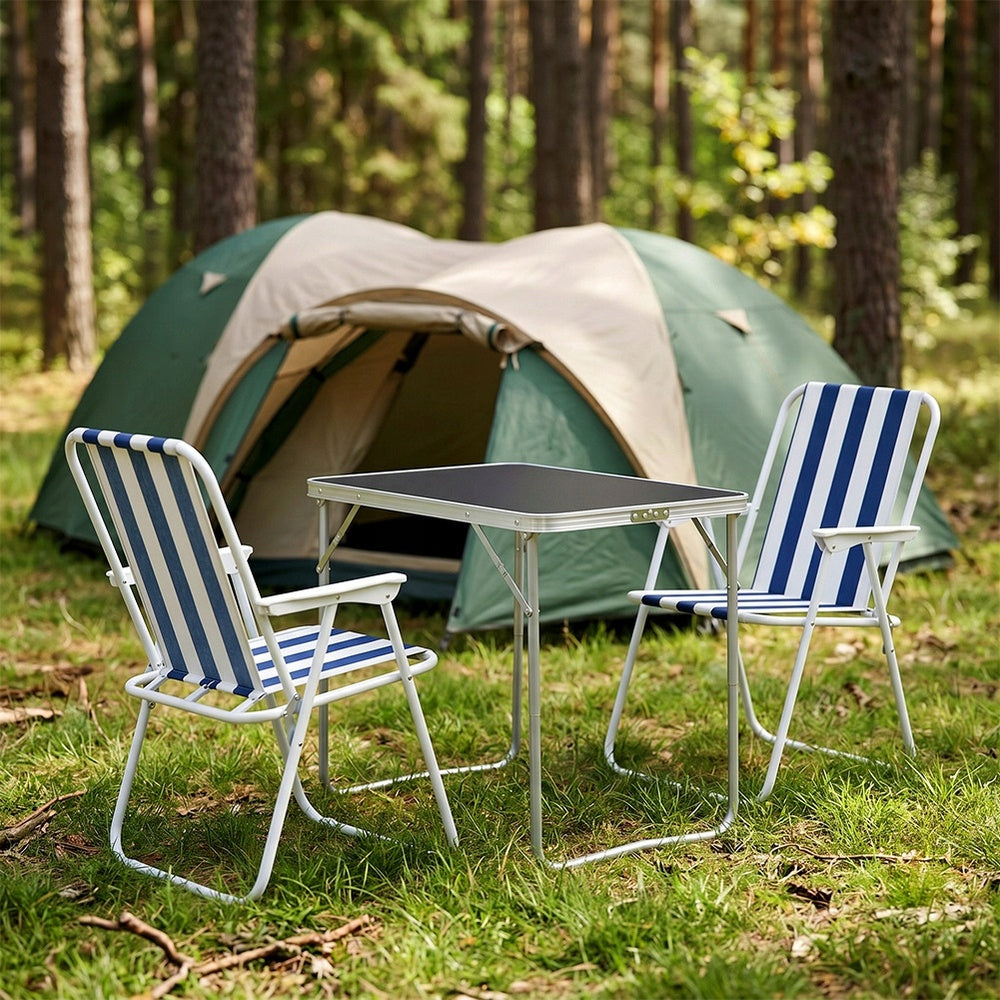 Hiking Furniture Garden Camping Balcony Table + 2x Folding Chairs Packaging status original