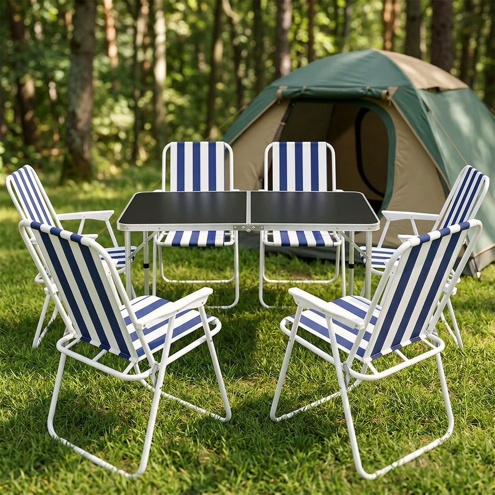 Hiking Furniture Garden Camping Balcony Table + 6x Folding Chairs Packaging status original