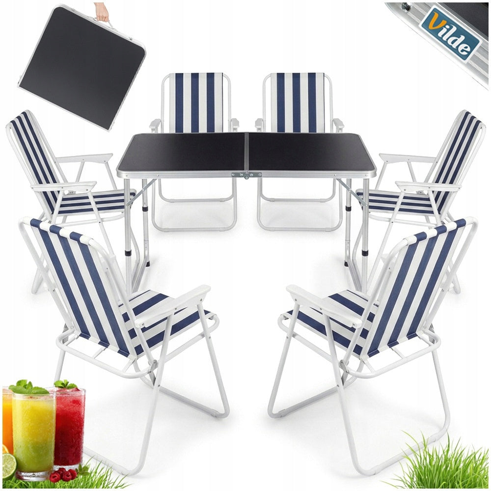Hiking Furniture Garden Camping Balcony Table + 6x Folding Chairs