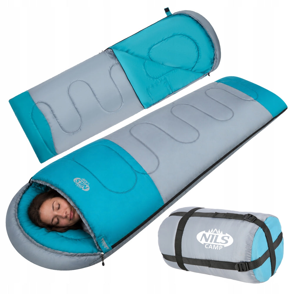 Hiking Sleeping Bag Mummy Hooded Camping 205x75 cm + Cover NILS