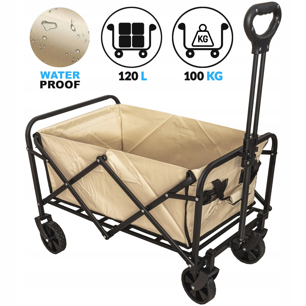 Hiking Trolley Beach Camping Folding Garden Transport 100kg Capacity 90 l
