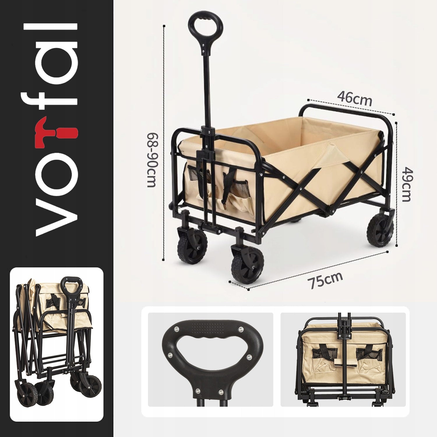 Hiking Trolley Beach Camping Folding Garden Transport 100kg Packaging status original
