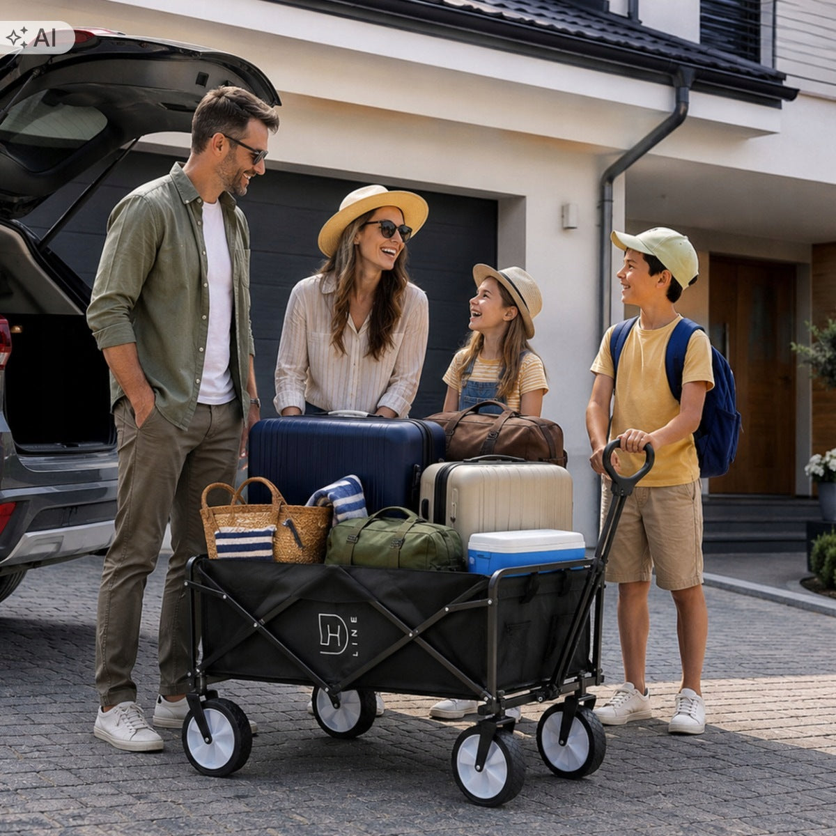 Hiking Trolley Beach Transport Folding Off-Road Wheels 150L 100KG XL Packaging status original