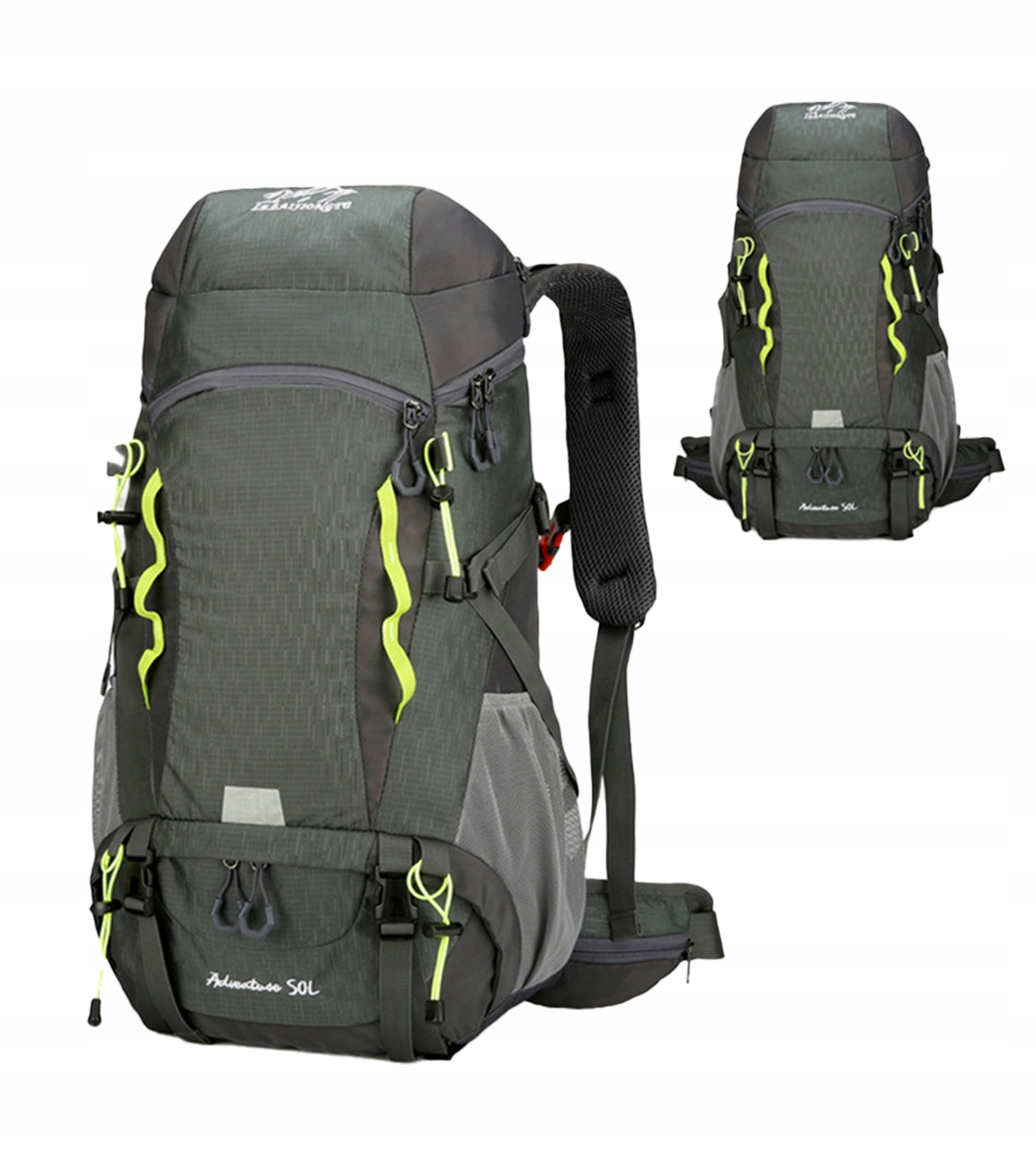 Hiking backpack trekking in the mountains Adventure with frame hip belt