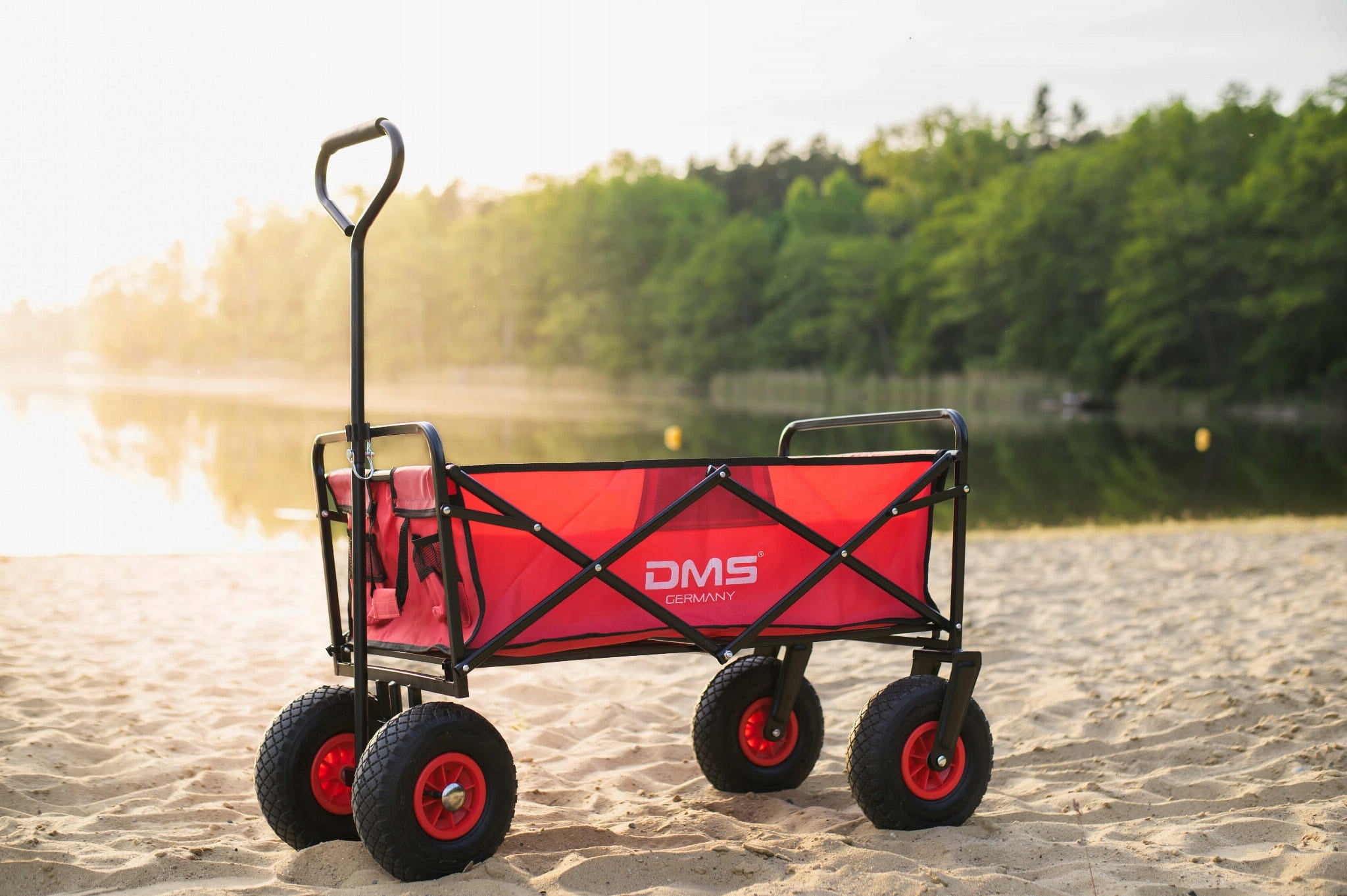 Hiking beach transport trolley 120kg pumped wheels red Packaging status original