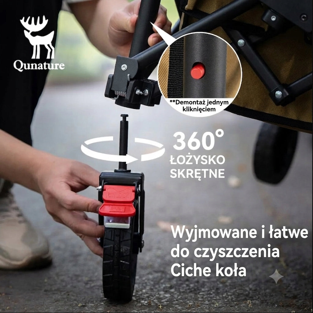 Hiking folding trolley for shopping, camping 120L lifting capacity 100kg QUNATURE Packaging status original