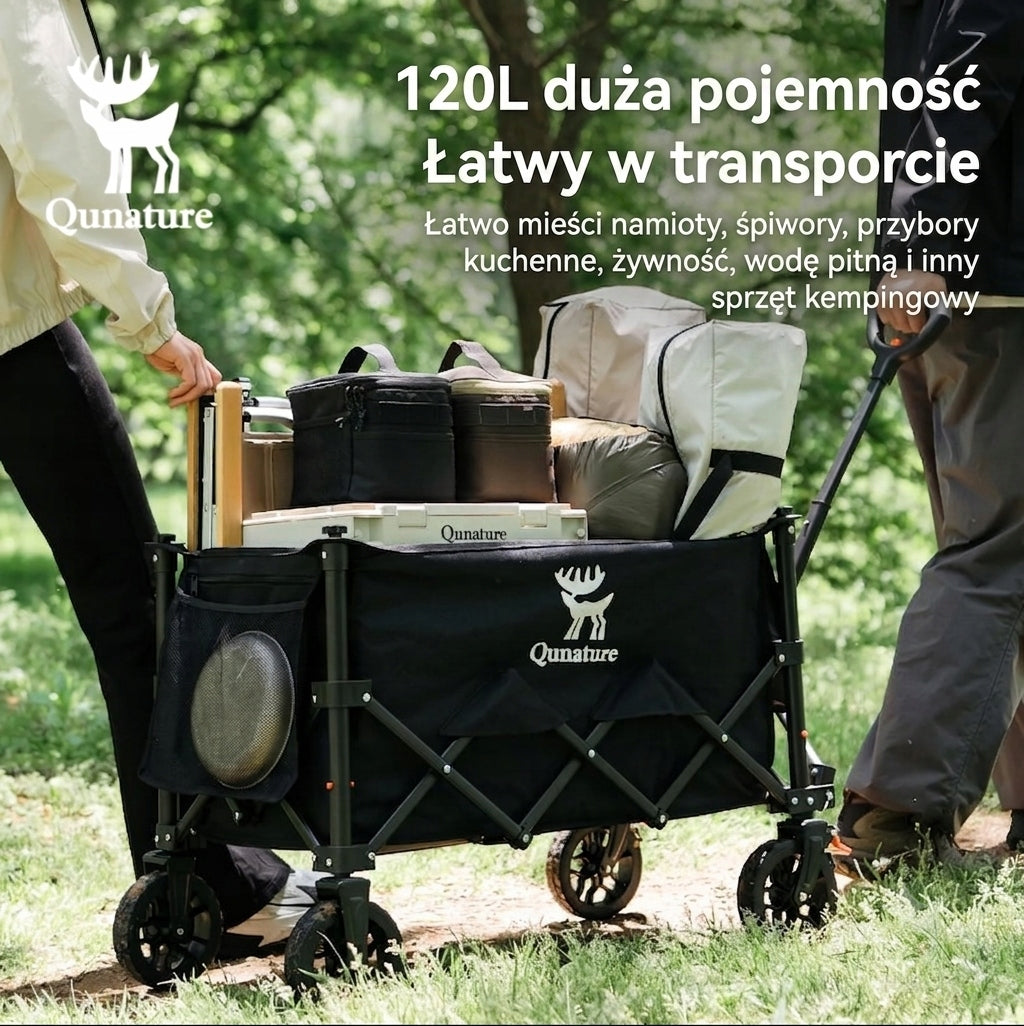 Hiking folding trolley for shopping, camping 120L lifting capacity 100kg QUNATURE