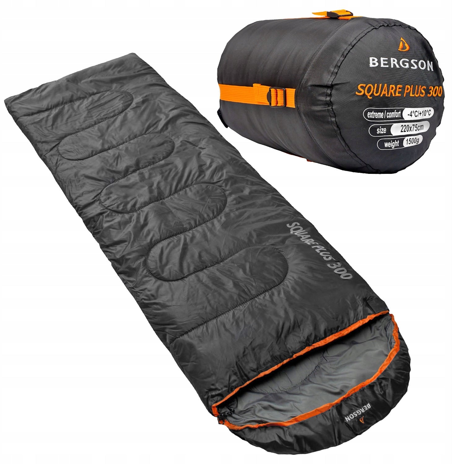 Hiking sleeping bag black SQUARE PLUS 300 Manufacturer code BRG00126
