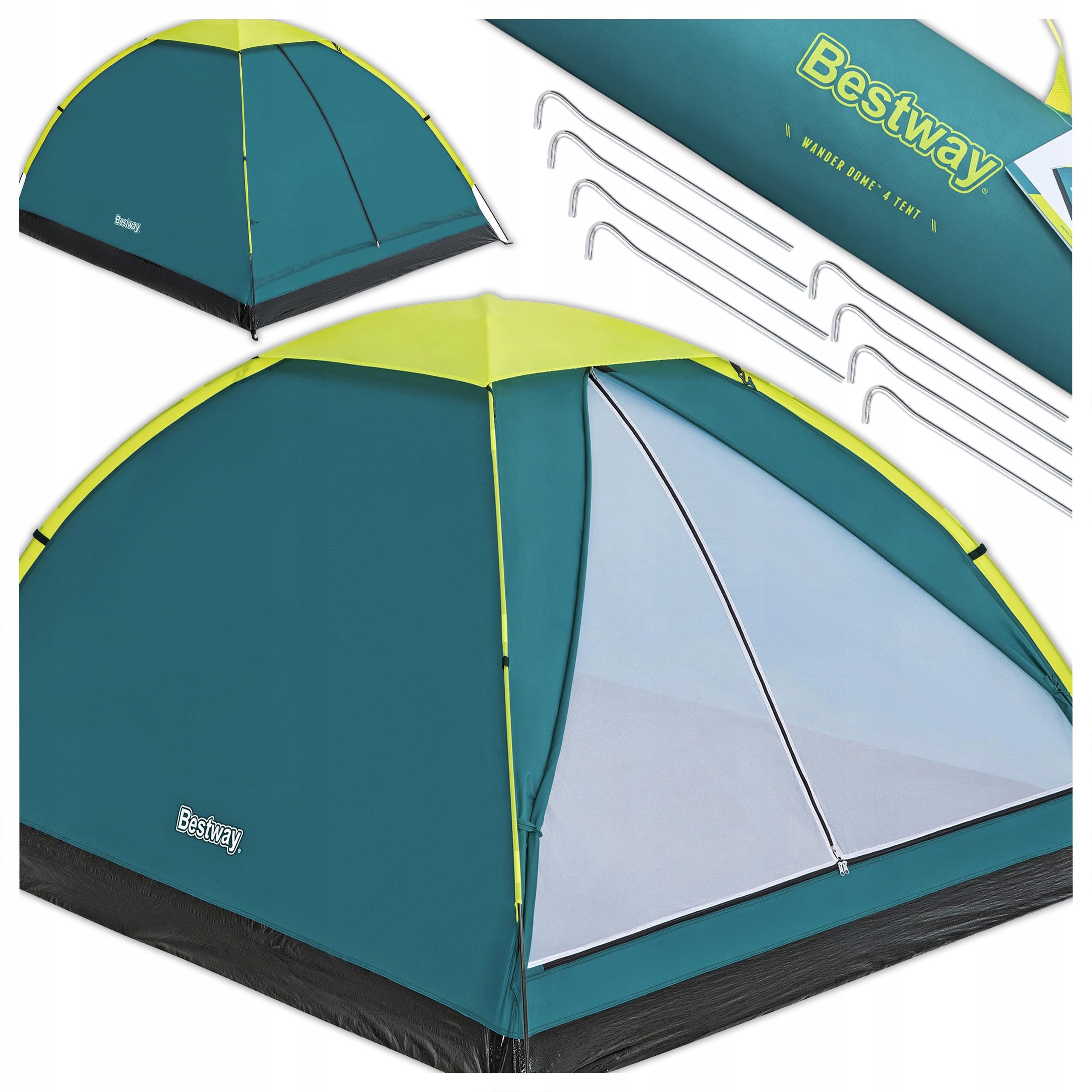 Hiking tent 4 persons large 200x240 mosquito net bag Bestway 68143 Packaging status original