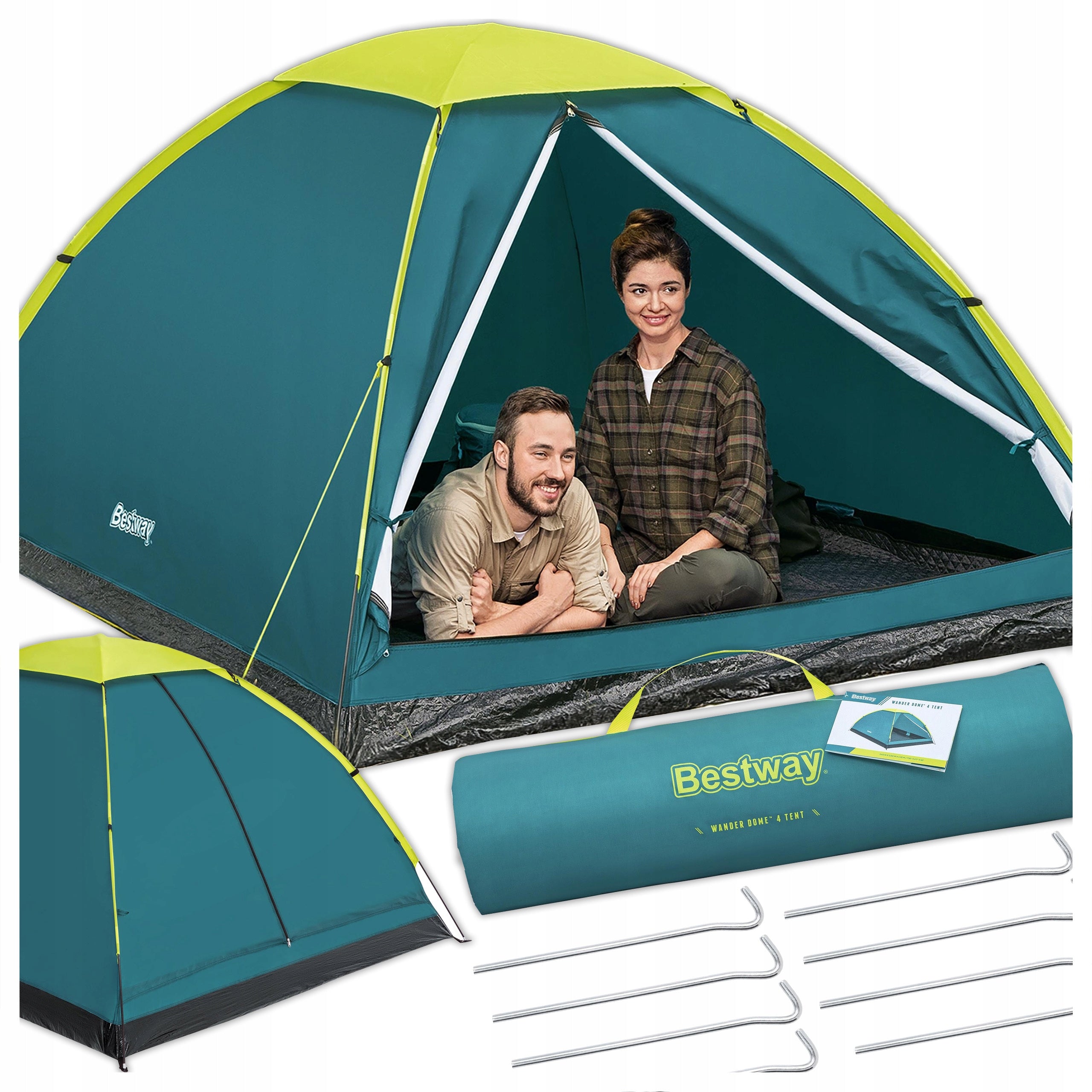 Hiking tent 4 persons large 200x240 mosquito net bag Bestway 68143