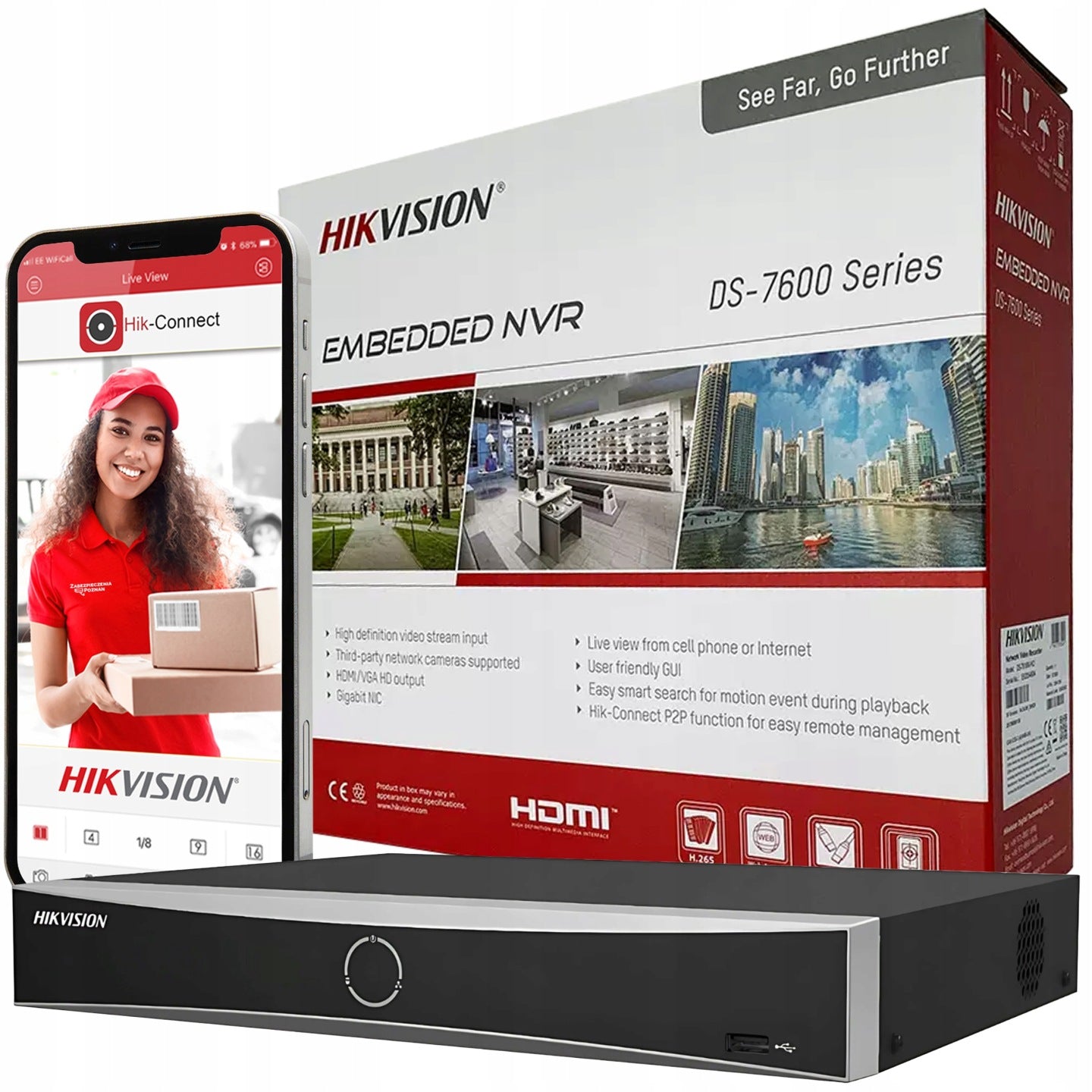 Hikvision DS-7604NXI-K1/4P PoE IP Recorder for 4 Acusense POE Cameras